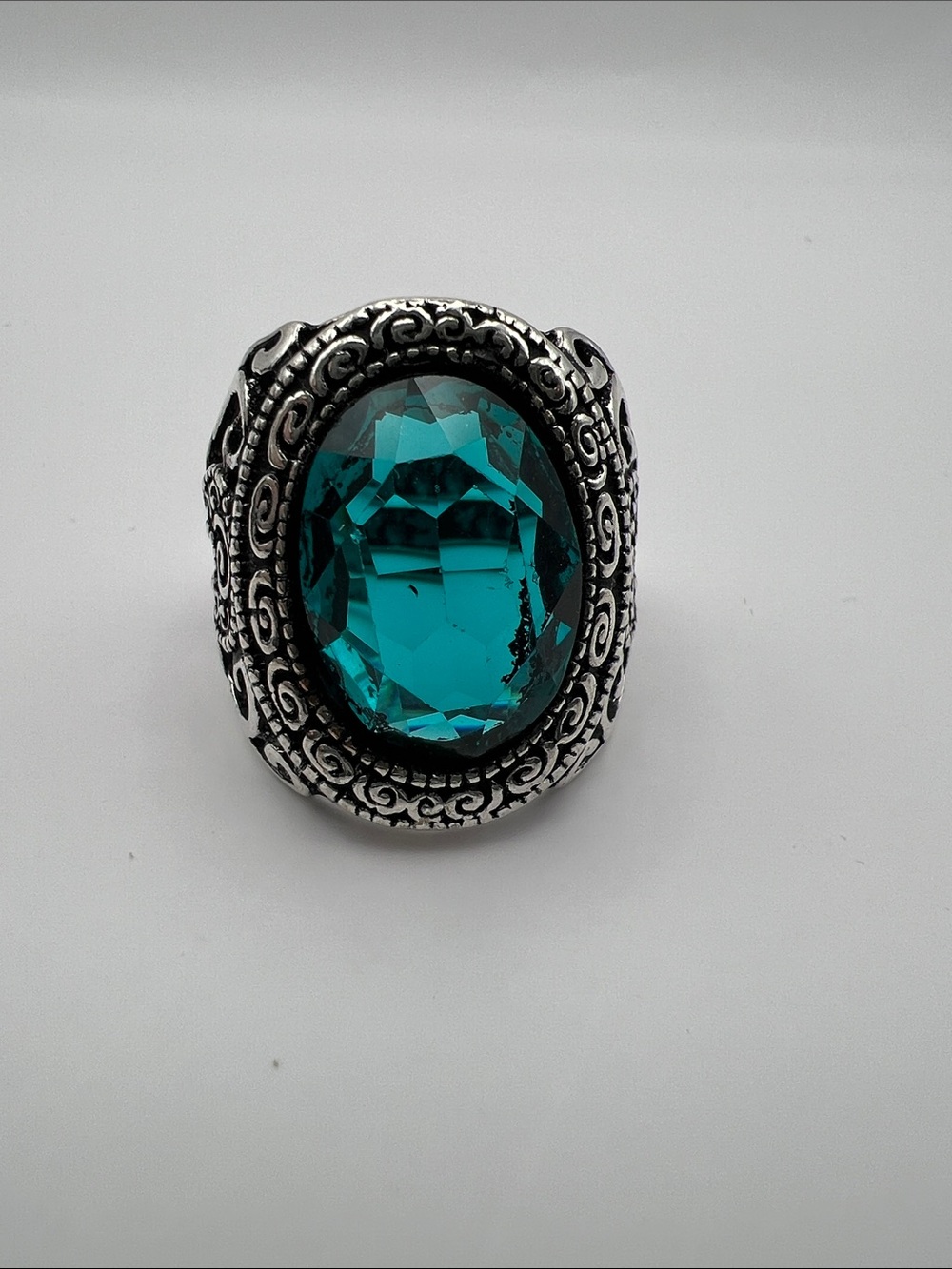 Blue Aquamarine Statement Ring - size 9